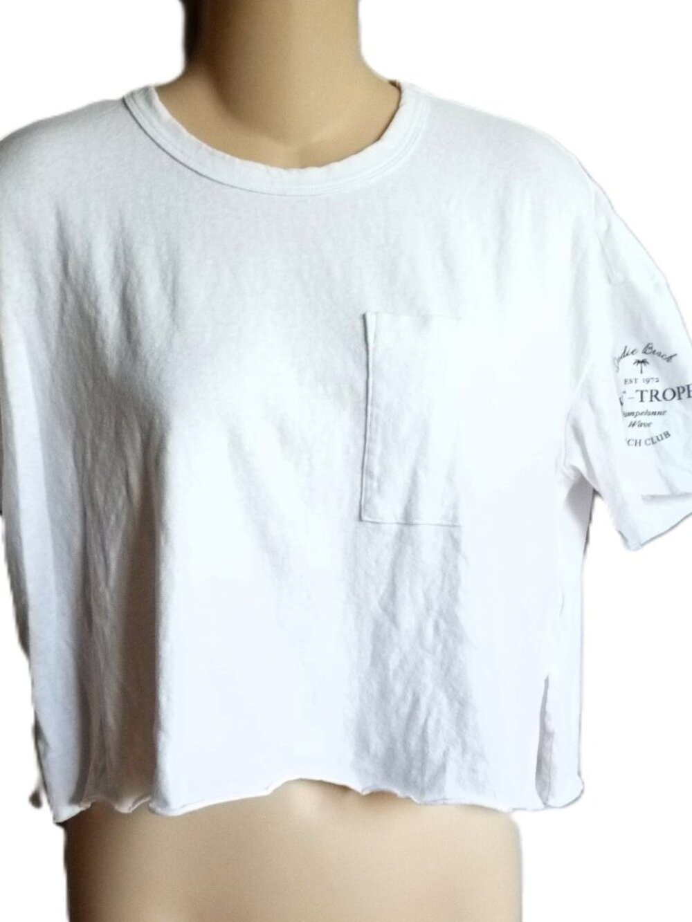 James Perse Indie Beach Cropped White Cotton T- Shirt 0
